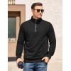 COOFANDY Mens Quarter Zip Pullover Mock Neck Quilted Sweatshirt Casual Long Sleeve Polo Sweater(Black 01)