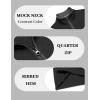 COOFANDY Mens Quarter Zip Pullover Mock Neck Quilted Sweatshirt Casual Long Sleeve Polo Sweater(Black 01)