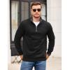 COOFANDY Mens Quarter Zip Pullover Mock Neck Quilted Sweatshirt Casual Long Sleeve Polo Sweater(Black 01)