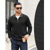 COOFANDY Mens Quarter Zip Pullover Mock Neck Quilted Sweatshirt Casual Long Sleeve Polo Sweater(Black 01)