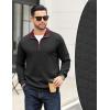COOFANDY Mens Quarter Zip Pullover Mock Neck Quilted Sweatshirt Casual Long Sleeve Polo Sweater(Black)
