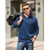 COOFANDY Mens Quarter Zip Pullover Mock Neck Quilted Sweatshirt Casual Long Sleeve Polo Sweater(Blue)