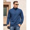 COOFANDY Mens Quarter Zip Pullover Mock Neck Quilted Sweatshirt Casual Long Sleeve Polo Sweater(Blue)