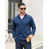 COOFANDY Mens Quarter Zip Pullover Mock Neck Quilted Sweatshirt Casual Long Sleeve Polo Sweater(Blue)