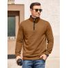 COOFANDY Mens Quarter Zip Pullover Mock Neck Quilted Sweatshirt Casual Long Sleeve Polo Sweater(Brown)