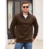 COOFANDY Mens Quarter Zip Pullover Mock Neck Quilted Sweatshirt Casual Long Sleeve Polo Sweater(Coffee)
