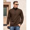 COOFANDY Mens Quarter Zip Pullover Mock Neck Quilted Sweatshirt Casual Long Sleeve Polo Sweater(Coffee)
