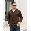 COOFANDY Mens Quarter Zip Pullover Mock Neck Quilted Sweatshirt Casual Long Sleeve Polo Sweater(Coffee)
