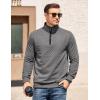 COOFANDY Mens Quarter Zip Pullover Mock Neck Quilted Sweatshirt Casual Long Sleeve Polo Sweater(Dark Grey)