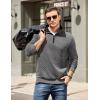 COOFANDY Mens Quarter Zip Pullover Mock Neck Quilted Sweatshirt Casual Long Sleeve Polo Sweater(Dark Grey)