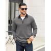 COOFANDY Mens Quarter Zip Pullover Mock Neck Quilted Sweatshirt Casual Long Sleeve Polo Sweater(Dark Grey)