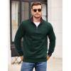 COOFANDY Mens Quarter Zip Pullover Mock Neck Quilted Sweatshirt Casual Long Sleeve Polo Sweater(Deep Green)