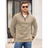 COOFANDY Mens Quarter Zip Pullover Mock Neck Quilted Sweatshirt Casual Long Sleeve Polo Sweater(Khaki 01)