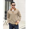 COOFANDY Mens Quarter Zip Pullover Mock Neck Quilted Sweatshirt Casual Long Sleeve Polo Sweater(Khaki 01)