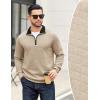 COOFANDY Mens Quarter Zip Pullover Mock Neck Quilted Sweatshirt Casual Long Sleeve Polo Sweater(Khaki)