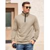 COOFANDY Mens Quarter Zip Pullover Mock Neck Quilted Sweatshirt Casual Long Sleeve Polo Sweater(Khaki)