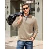 COOFANDY Mens Quarter Zip Pullover Mock Neck Quilted Sweatshirt Casual Long Sleeve Polo Sweater(Khaki)