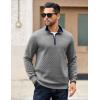 COOFANDY Mens Quarter Zip Pullover Mock Neck Quilted Sweatshirt Casual Long Sleeve Polo Sweater(Light Gray)