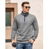 COOFANDY Mens Quarter Zip Pullover Mock Neck Quilted Sweatshirt Casual Long Sleeve Polo Sweater(Light Gray)