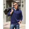 COOFANDY Mens Quarter Zip Pullover Mock Neck Quilted Sweatshirt Casual Long Sleeve Polo Sweater(Navy Blue)
