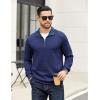 COOFANDY Mens Quarter Zip Pullover Mock Neck Quilted Sweatshirt Casual Long Sleeve Polo Sweater(Navy Blue)