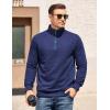 COOFANDY Mens Quarter Zip Pullover Mock Neck Quilted Sweatshirt Casual Long Sleeve Polo Sweater(Navy Blue)