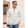 COOFANDY Mens Quarter Zip Pullover Mock Neck Quilted Sweatshirt Casual Long Sleeve Polo Sweater(White)