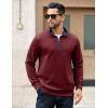 COOFANDY Mens Quarter Zip Pullover Mock Neck Quilted Sweatshirt Casual Long Sleeve Polo Sweater(Wine Red)