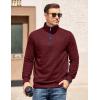 COOFANDY Mens Quarter Zip Pullover Mock Neck Quilted Sweatshirt Casual Long Sleeve Polo Sweater(Wine Red)