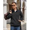 COOFANDY Mens Quarter Zip Pullover Quilted Sweatshirt Knit Long Sleeve Mock Neck Sweater Polo with Pocket(A-black)