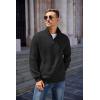 COOFANDY Mens Quarter Zip Pullover Quilted Sweatshirt Knit Long Sleeve Mock Neck Sweater Polo with Pocket(A-black)