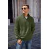 COOFANDY Mens Quarter Zip Pullover Quilted Sweatshirt Knit Long Sleeve Mock Neck Sweater Polo with Pocket(Army Green)