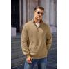 COOFANDY Mens Quarter Zip Pullover Quilted Sweatshirt Knit Long Sleeve Mock Neck Sweater Polo with Pocket(Camel)
