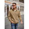 COOFANDY Mens Quarter Zip Pullover Quilted Sweatshirt Knit Long Sleeve Mock Neck Sweater Polo with Pocket(Camel)