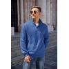 COOFANDY Mens Quarter Zip Pullover Quilted Sweatshirt Knit Long Sleeve Mock Neck Sweater Polo with Pocket(Dark Blue)