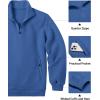 COOFANDY Mens Quarter Zip Pullover Quilted Sweatshirt Knit Long Sleeve Mock Neck Sweater Polo with Pocket(Dark Blue)
