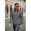 COOFANDY Mens Quarter Zip Pullover Quilted Sweatshirt Knit Long Sleeve Mock Neck Sweater Polo with Pocket(Dark Gray)