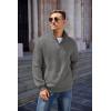 COOFANDY Mens Quarter Zip Pullover Quilted Sweatshirt Knit Long Sleeve Mock Neck Sweater Polo with Pocket(Dark Gray)