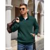 COOFANDY Mens Quarter Zip Pullover Quilted Sweatshirt Knit Long Sleeve Mock Neck Sweater Polo with Pocket(Green)