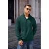 COOFANDY Mens Quarter Zip Pullover Quilted Sweatshirt Knit Long Sleeve Mock Neck Sweater Polo with Pocket(Green)