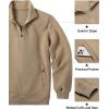 COOFANDY Mens Quarter Zip Pullover Quilted Sweatshirt Knit Long Sleeve Mock Neck Sweater Polo with Pocket(Khaki)