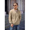 COOFANDY Mens Quarter Zip Pullover Quilted Sweatshirt Knit Long Sleeve Mock Neck Sweater Polo with Pocket(Khaki)