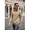 COOFANDY Mens Quarter Zip Pullover Quilted Sweatshirt Knit Long Sleeve Mock Neck Sweater Polo with Pocket(Khaki)