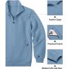 COOFANDY Mens Quarter Zip Pullover Quilted Sweatshirt Knit Long Sleeve Mock Neck Sweater Polo with Pocket(Light Blue)