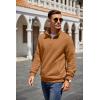 COOFANDY Mens Quarter Zip Pullover Quilted Sweatshirt Knit Long Sleeve Mock Neck Sweater Polo with Pocket(Light Brown)
