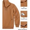 COOFANDY Mens Quarter Zip Pullover Quilted Sweatshirt Knit Long Sleeve Mock Neck Sweater Polo with Pocket(Light Brown)