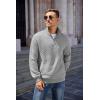 COOFANDY Mens Quarter Zip Pullover Quilted Sweatshirt Knit Long Sleeve Mock Neck Sweater Polo with Pocket(Light Grey)