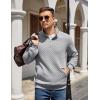 COOFANDY Mens Quarter Zip Pullover Quilted Sweatshirt Knit Long Sleeve Mock Neck Sweater Polo with Pocket(Light Grey)