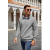 COOFANDY Mens Quarter Zip Pullover Quilted Sweatshirt Knit Long Sleeve Mock Neck Sweater Polo with Pocket(Light Grey)
