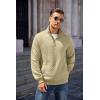 COOFANDY Mens Quarter Zip Pullover Quilted Sweatshirt Knit Long Sleeve Mock Neck Sweater Polo with Pocket(Light Khaki)